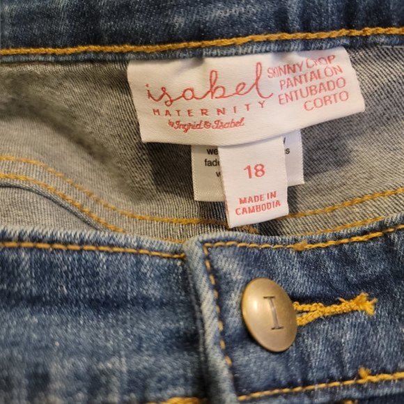 Isabel Maternity Women's Blue Side Panel Skinny Crop Maternity Jeans - Picture 5 of 8